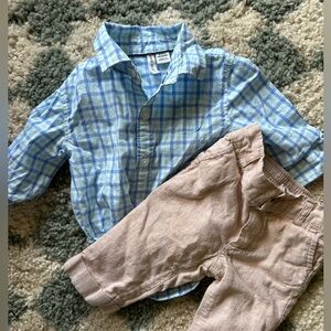 Baby boy, Janie and Jack, dress shirt, linen pants, set